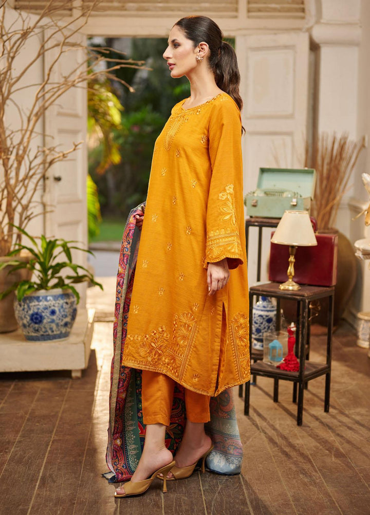 Dhanak Embroidered Khaddar Suits Unstitched 3 Piece DU-3083 ACRYLIC ORANGE - Festive Collection