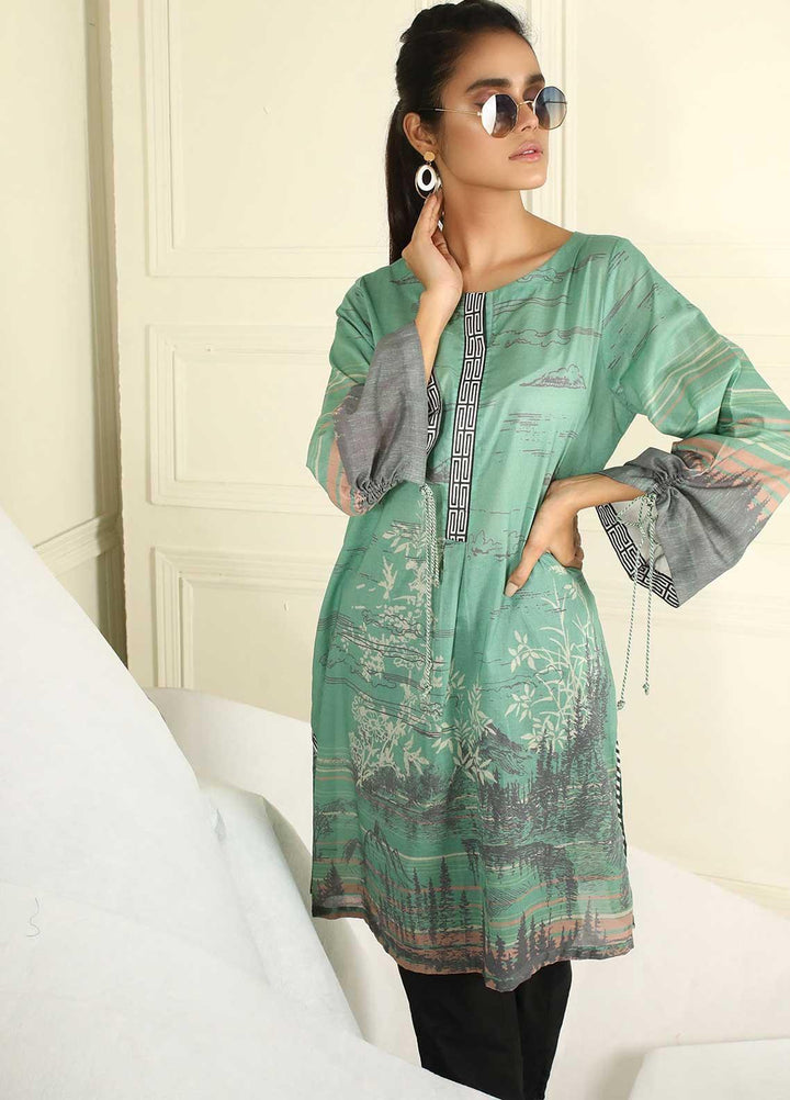 Dhanak Printed Lawn  Unstitched Kurties 04 Jutt Green - Summer Collection