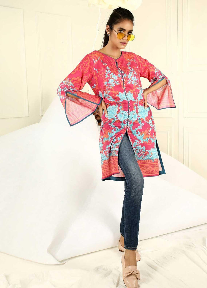Dhanak Printed Lawn  Unstitched Kurties 06 Punch Pink - Summer Collection