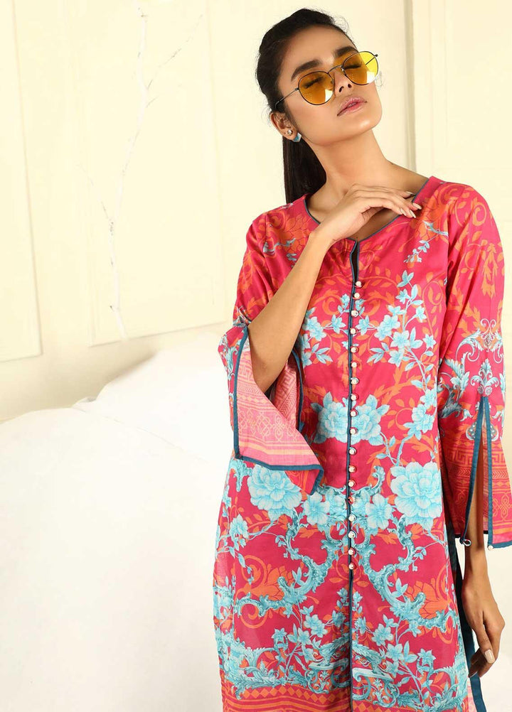 Dhanak Printed Lawn  Unstitched Kurties 06 Punch Pink - Summer Collection