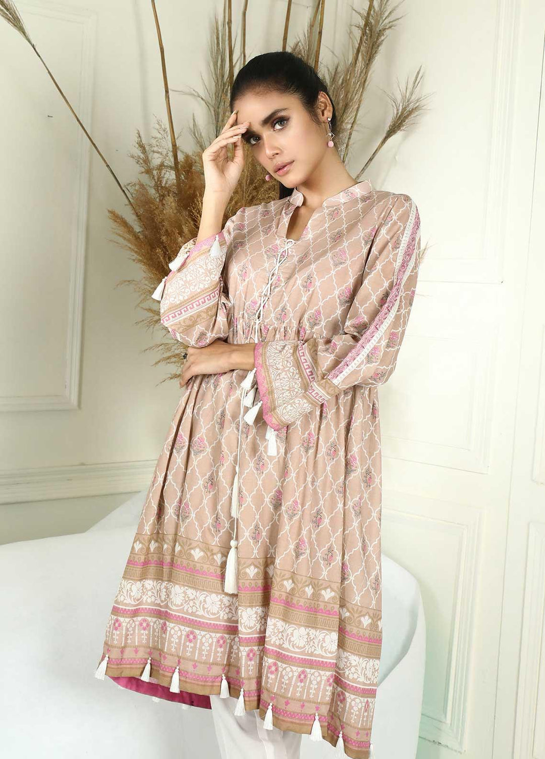 Dhanak Printed Lawn  Unstitched Kurties 10 Desert Pink - Summer Collection