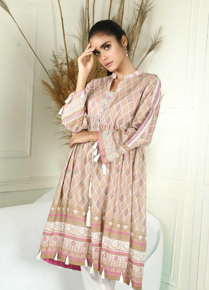Dhanak Printed Lawn  Unstitched Kurties 10 Desert Pink - Summer Collection