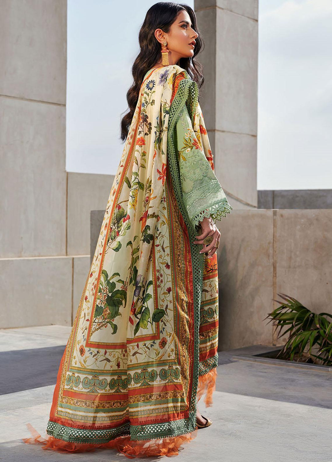 Dhanak Embroidered Lawn Suits Unstitched 3 Piece DU-3050 01 GREEN - Summer Collection