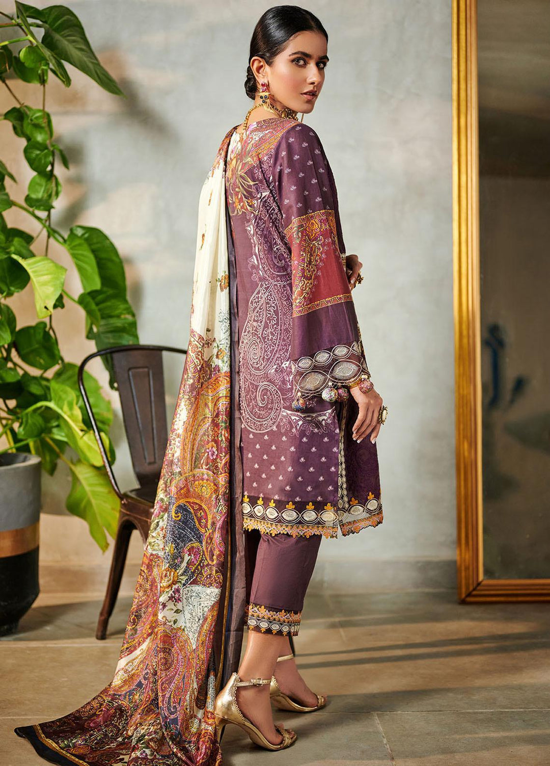 Dhanak Embroidered Lawn Suits Unstitched 3 Piece DU-3057 08 PURPLE - Summer Collection