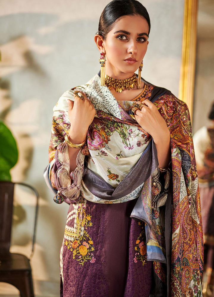 Dhanak Embroidered Lawn Suits Unstitched 3 Piece DU-3057 08 PURPLE - Summer Collection