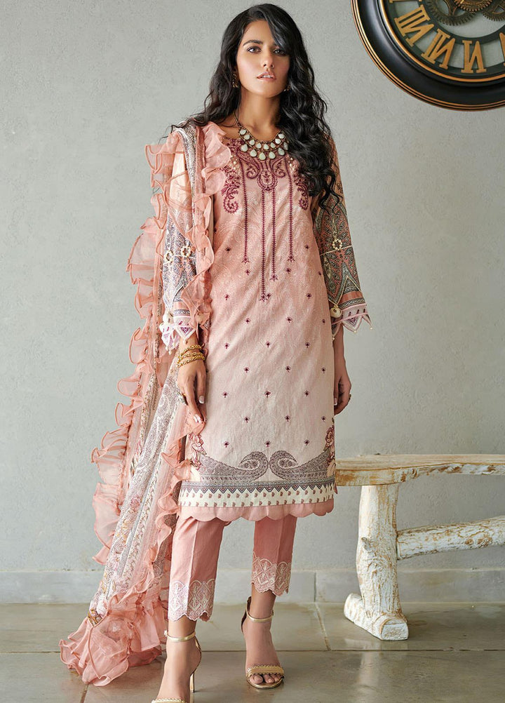 Dhanak Embroidered Lawn Suits Unstitched 3 Piece DU-3058 09 PINK - Summer Collection