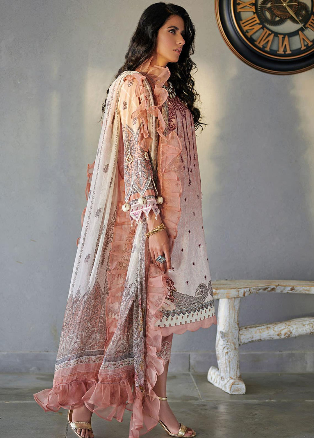 Dhanak Embroidered Lawn Suits Unstitched 3 Piece DU-3058 09 PINK - Summer Collection
