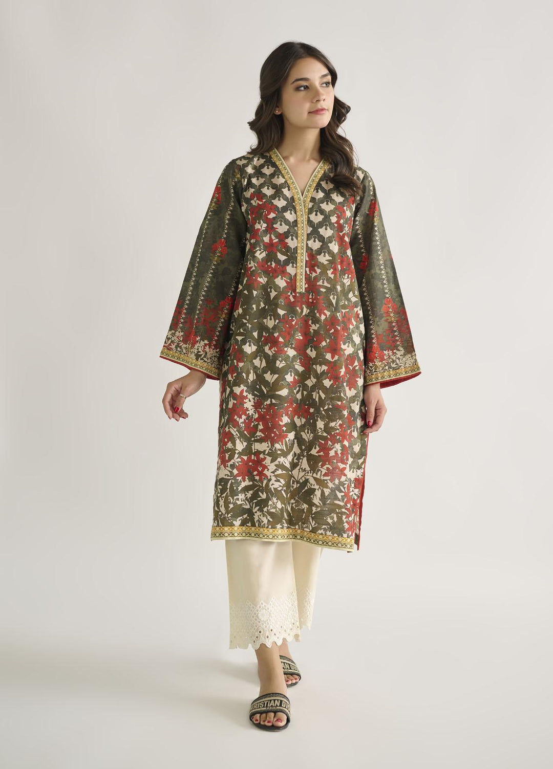 Dhanak Casual Pret  Khaddar Shirt DC-0445 GREEN