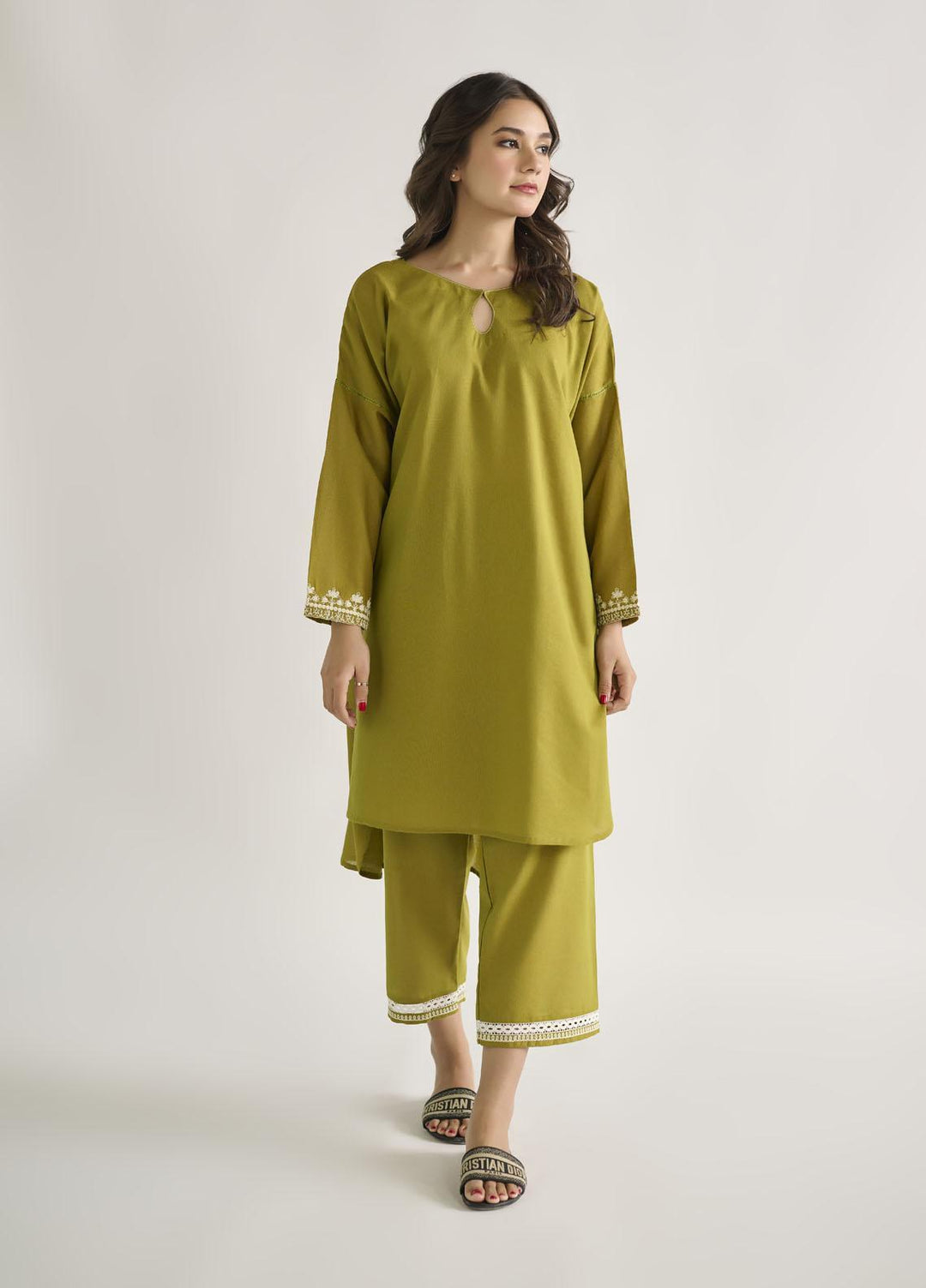 Dhanak Casual Pret  Karandi 2 Piece DC-2127 GREEN