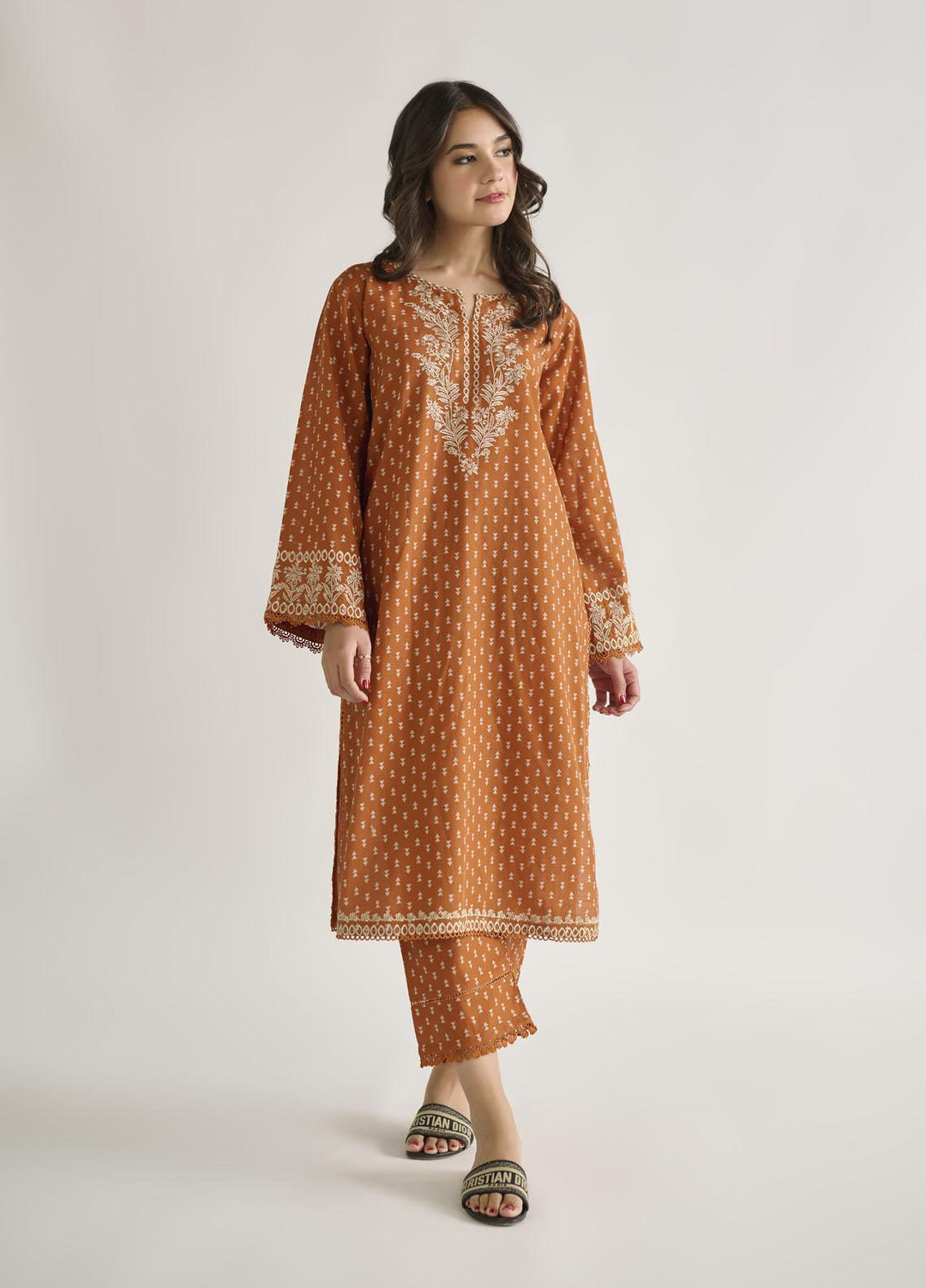 Dhanak Casual Pret  Khaddar 2 Piece DC-2113 ORANGE