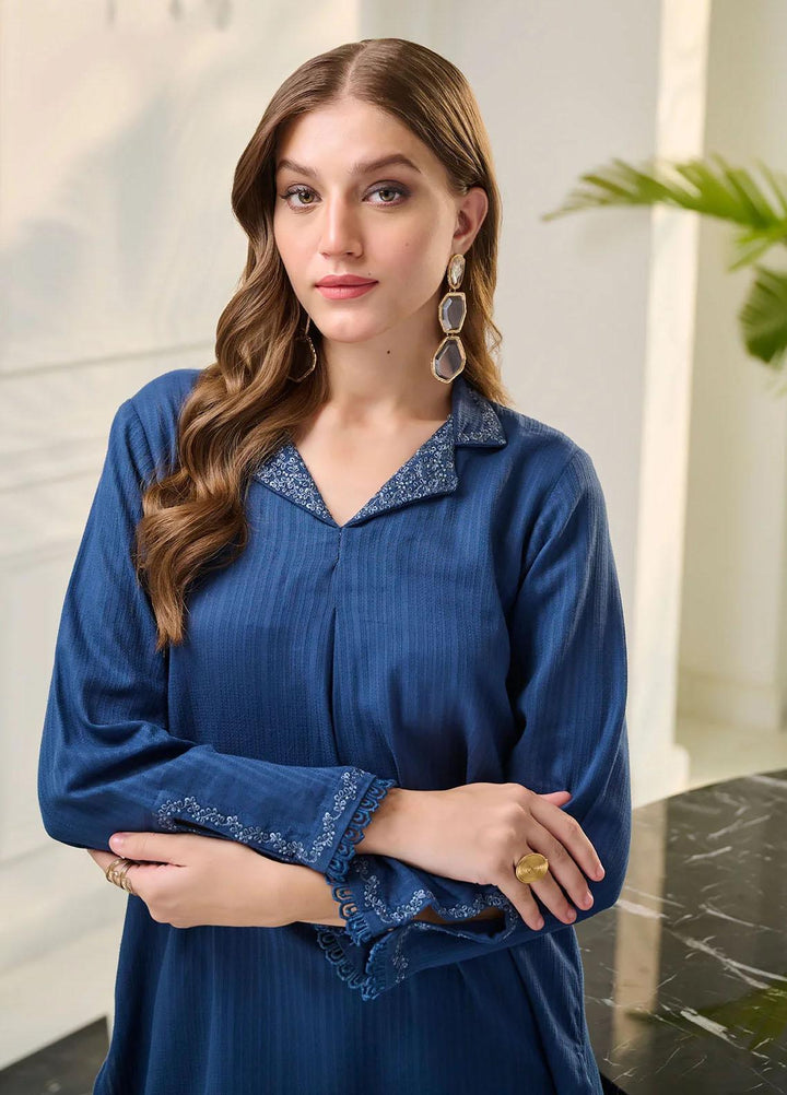 Dhanak Pret Embroidered Khaddar 2 Piece Suit DC-2248 NAVY BLUE