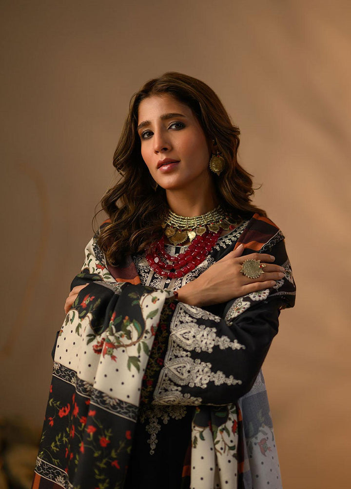 Winter Tales By Dhanak Embroidered Karandi Suits Unstitched 3 Piece DK22WT DU-3113 BLACK - Winter Collection