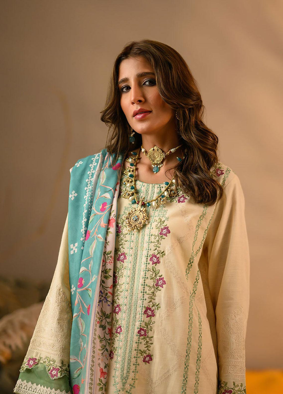 Winter Tales By Dhanak Embroidered Khaddar Suits Unstitched 3 Piece DK22WT DU-3114 OFF WHITE - Winter Collection