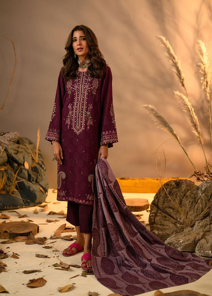 Winter Tales By Dhanak Embroidered Khaddar Suits Unstitched 3 Piece DK22WT DU-3120 PURPLE - Winter Collection