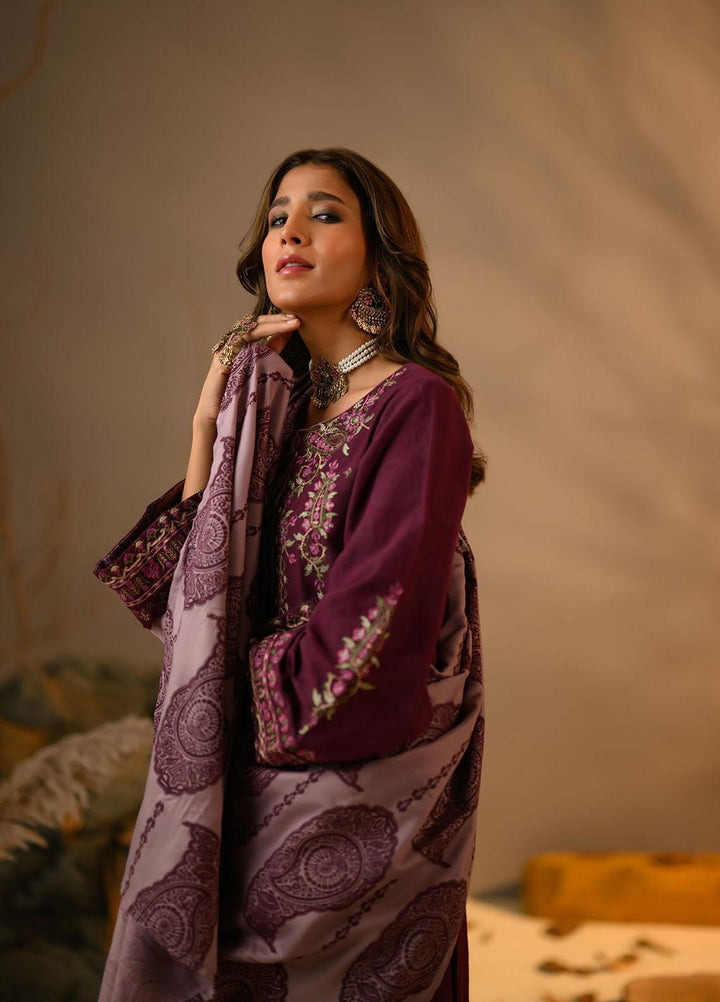 Winter Tales By Dhanak Embroidered Khaddar Suits Unstitched 3 Piece DK22WT DU-3120 PURPLE - Winter Collection