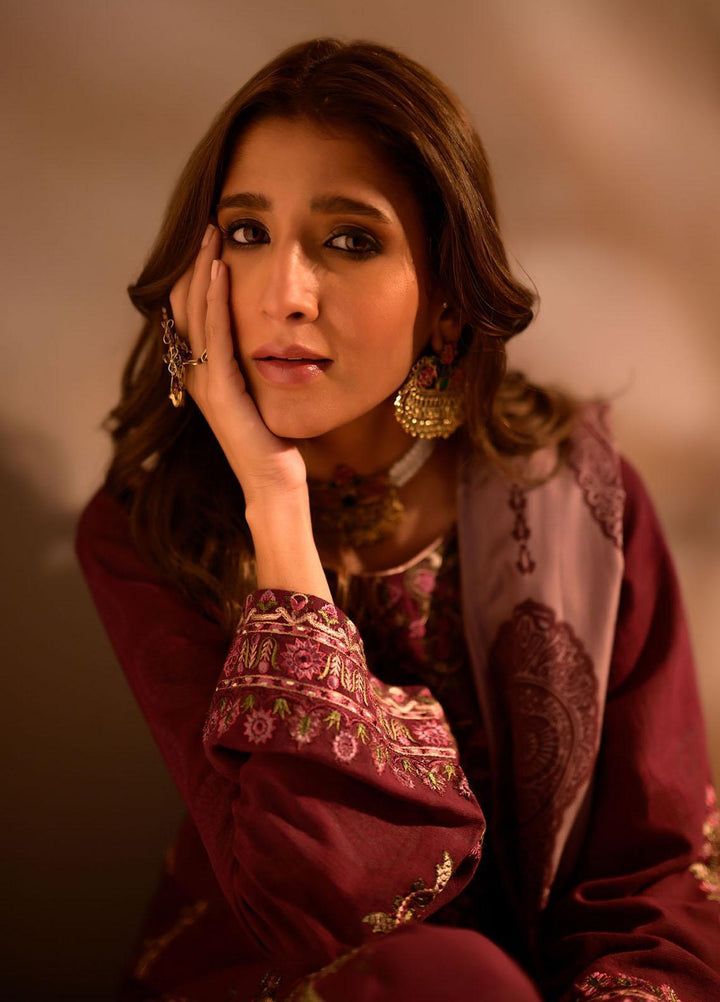 Winter Tales By Dhanak Embroidered Khaddar Suits Unstitched 3 Piece DK22WT DU-3120 PURPLE - Winter Collection