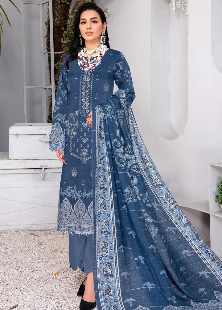 Insiya Clothing Embroidered Cambric Suits Unstitched 3 Piece INS23DK DK-01 - Winter Collection