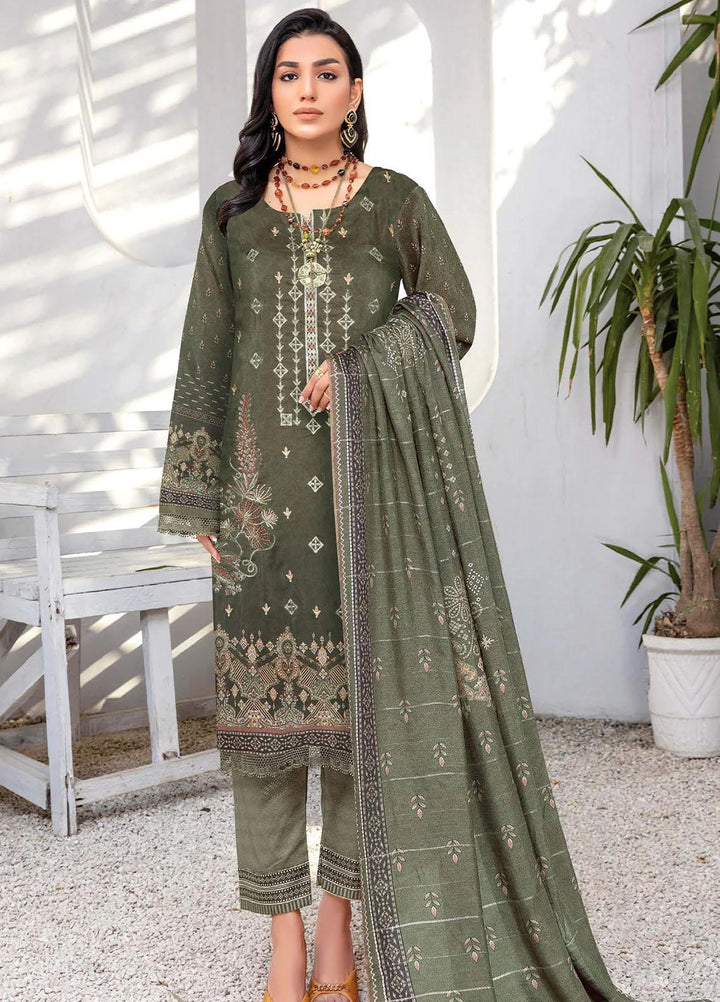 Insiya Clothing Embroidered Cambric Suits Unstitched 3 Piece INS23DK DK-06 - Winter Collection