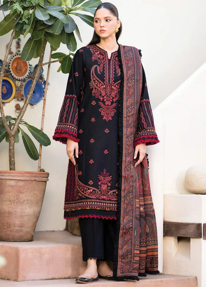 Dhoop Kinaray by Xenia Embroidered Khaddar Suit Unstitched 3 Piece D-03 Siyah - Winter Collection