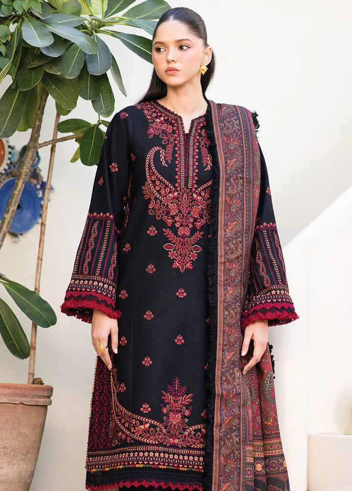 Dhoop Kinaray by Xenia Embroidered Khaddar Suit Unstitched 3 Piece D-03 Siyah - Winter Collection