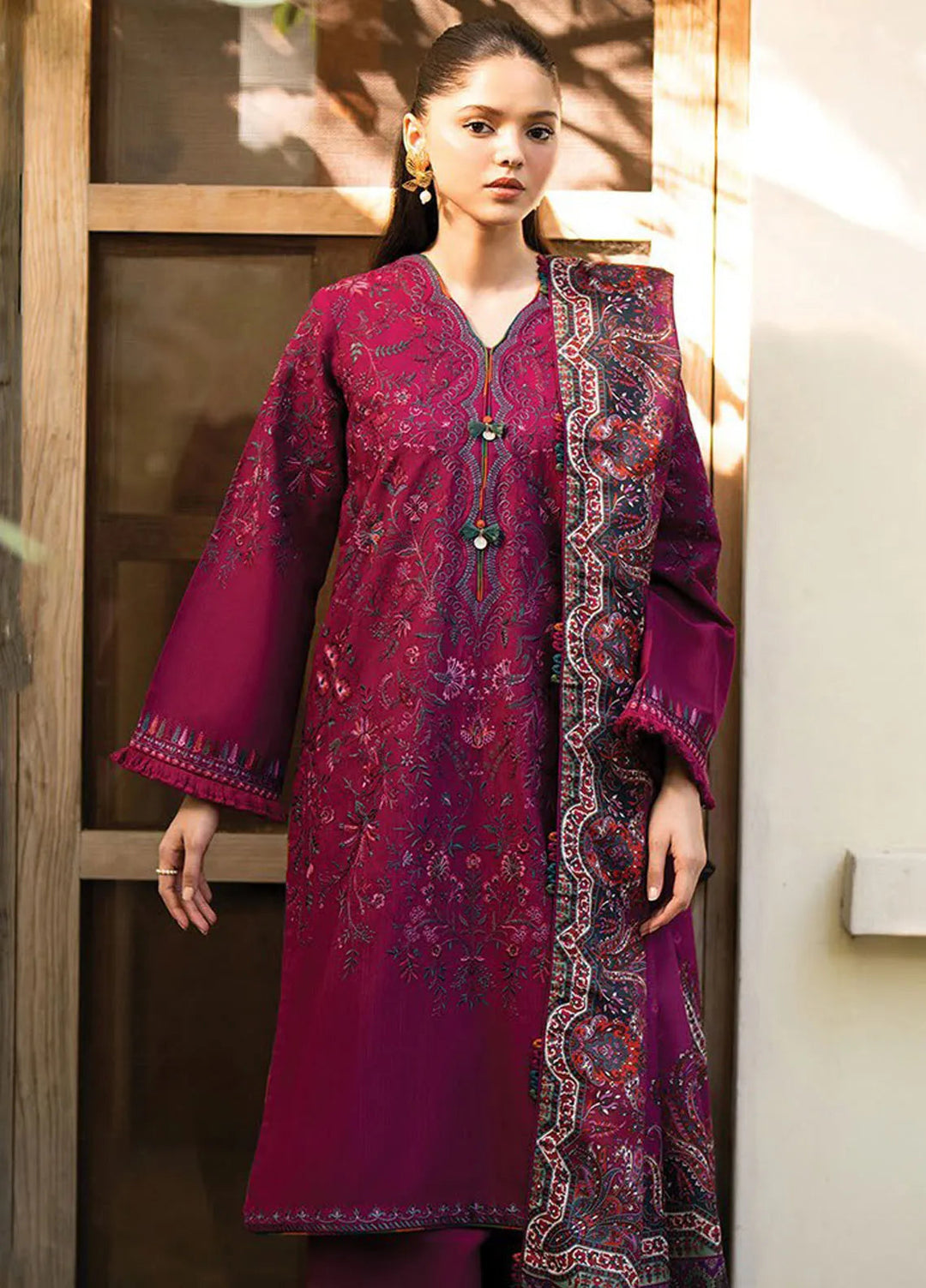 Dhoop Kinaray by Xenia Embroidered Khaddar Suit Unstitched 3 Piece D-04 Sumbul - Winter Collection