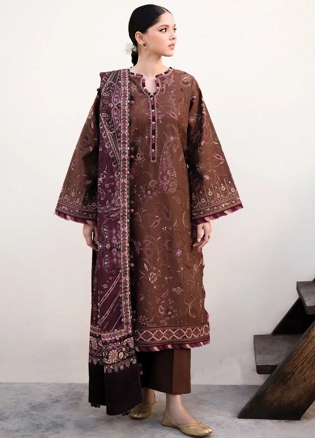 Dhoop Kinaray by Xenia Embroidered Khaddar Suit Unstitched 3 Piece D-05 Pakol - Winter Collection