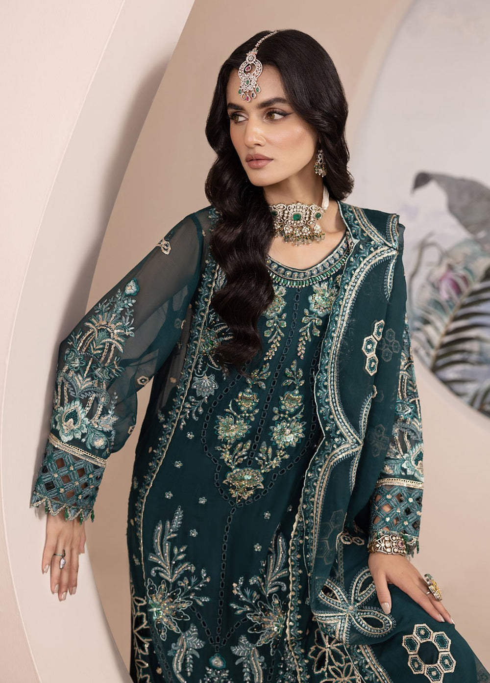 Diara Couture Pret Embroidered Sharara Organza 3 Piece Suit SF-14 Green