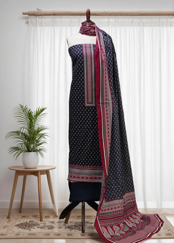Digital Print By Bin Saeed Printed Lawn Suit 3 Piece Unstitched BN24F Black - Summer Collection