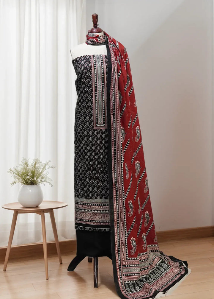 Digital Print By Bin Saeed Printed Lawn Suit Unstitched 3 Piece BN24F Black - Summer Collection