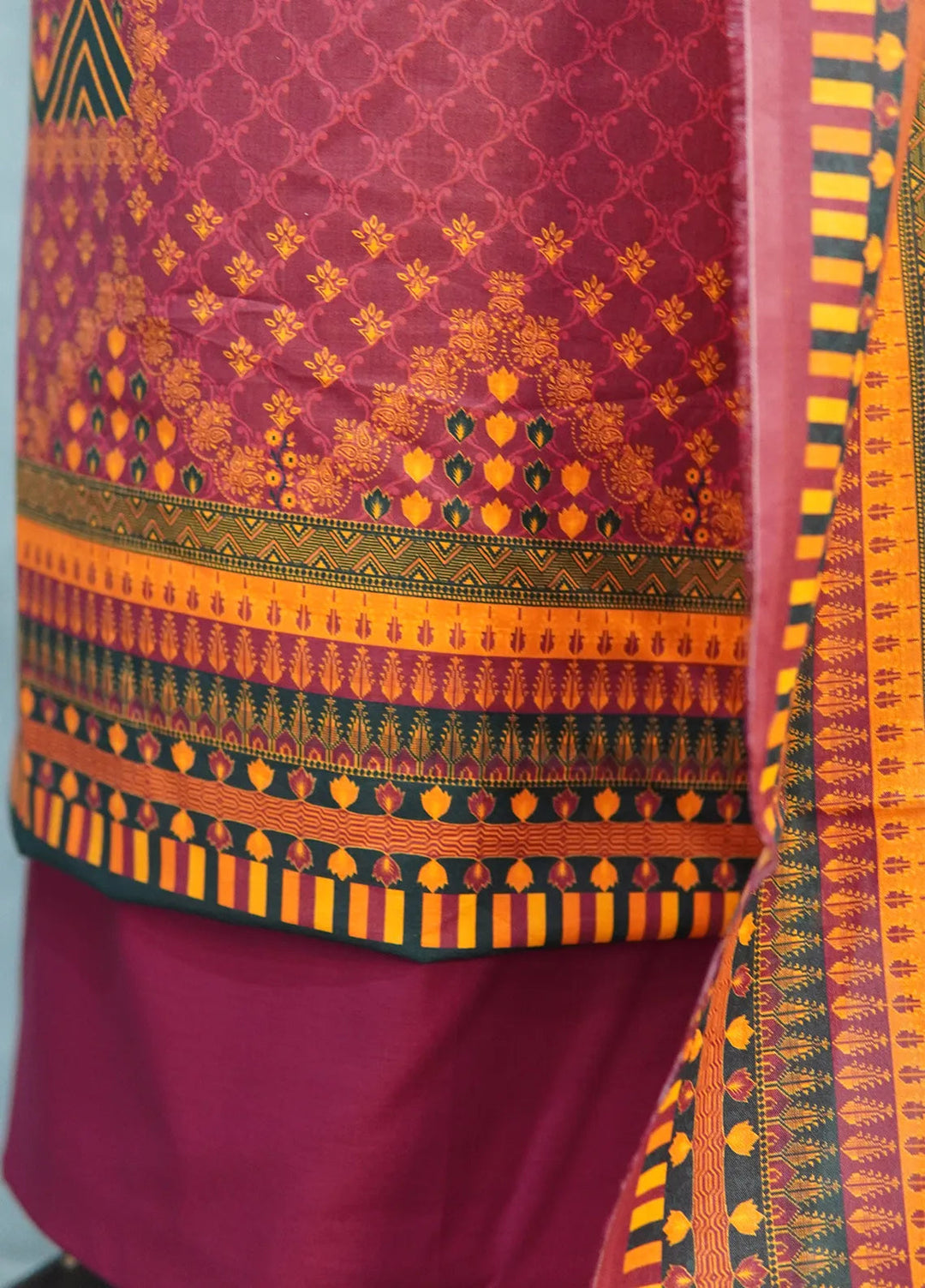 Digital Print By Bin Saeed Printed Lawn Suit Unstitched 3 Piece BN24F Red - Summer Collection
