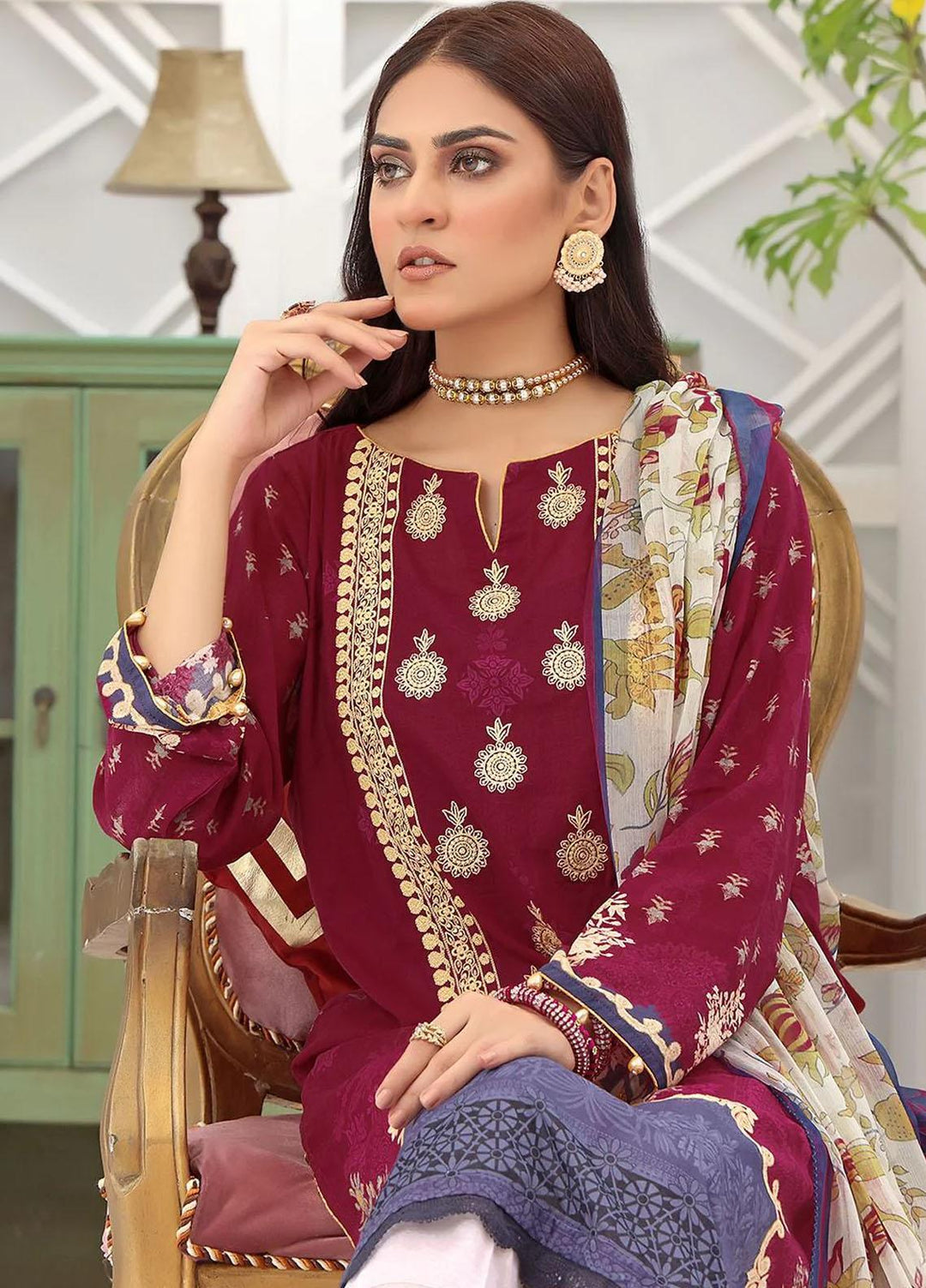 Dilara By Khas Embroidered Lawn Suits Unstitched 3 Piece KHS23D KC-1406 - Summer Collection