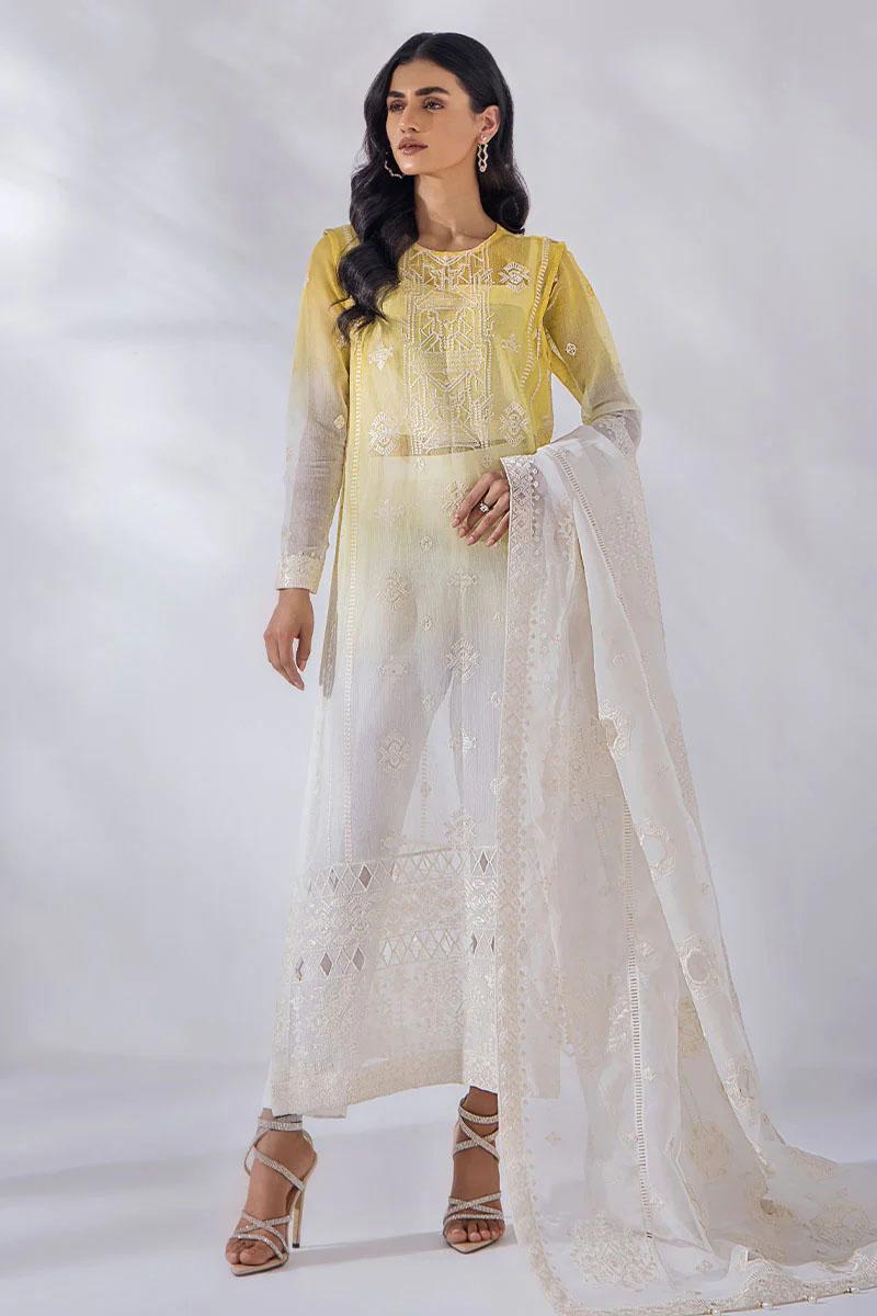 Malook By Shazia Ovais Pret Embroidered Net 4 Piece Suit MLK23D Liana