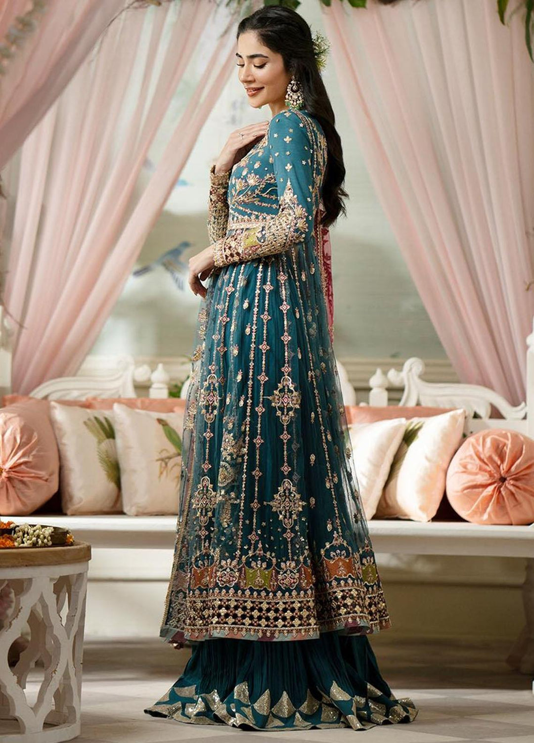 Dilnaaz By Qalamkar Embroidered Raw Silk Suits Unstitched 4 Piece QLM23DZ DN-2 Sabrina - Wedding Collection
