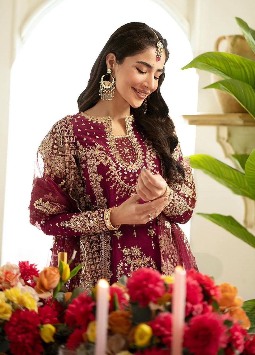 Dilnaaz By Qalamkar Embroidered Raw Silk Suits Unstitched 3 Piece QLM23DZ DN-7 Aleena - Wedding Collection