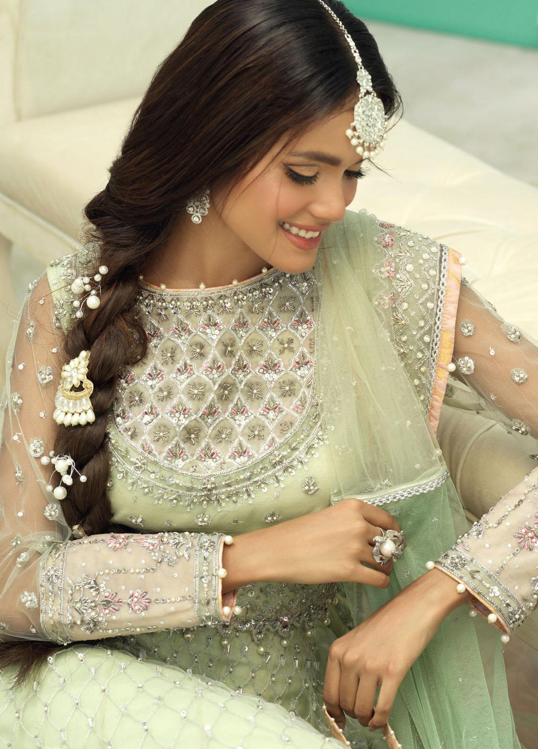 Zaaviay Luxury Pret Embroidered Net 3 Piece Dress NAAZ