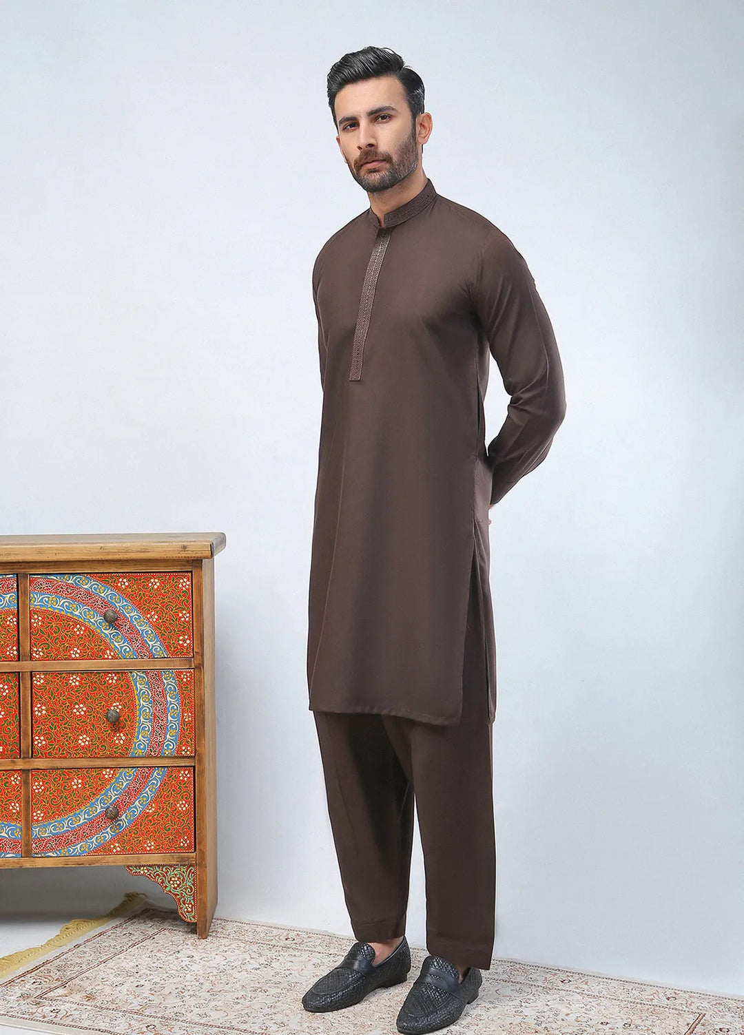 Dot n Dot Wash n Wear Embroidered Mens Shalwar Kameez - Hasool