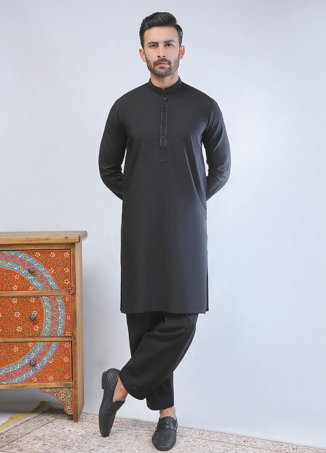 Dot n Dot Wash n Wear Embroidered Mens Shalwar Kameez - Meeras