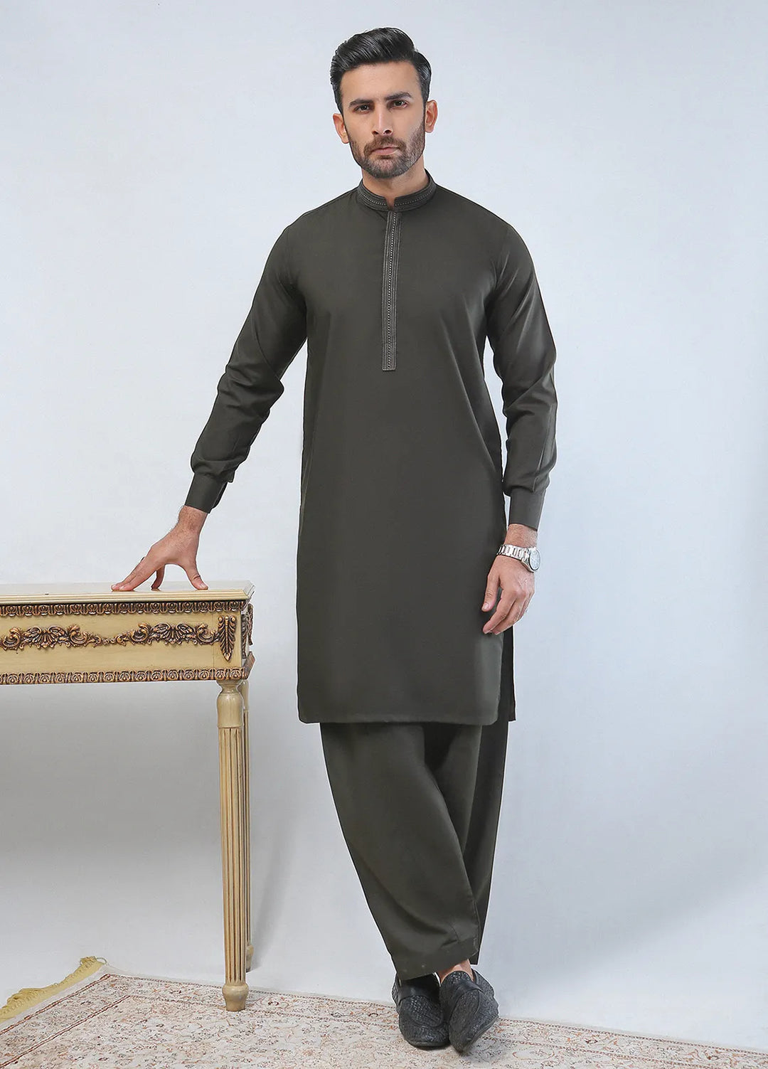 Dot n Dot Wash n Wear Embroidered Mens Shalwar Kameez - Wasiyat