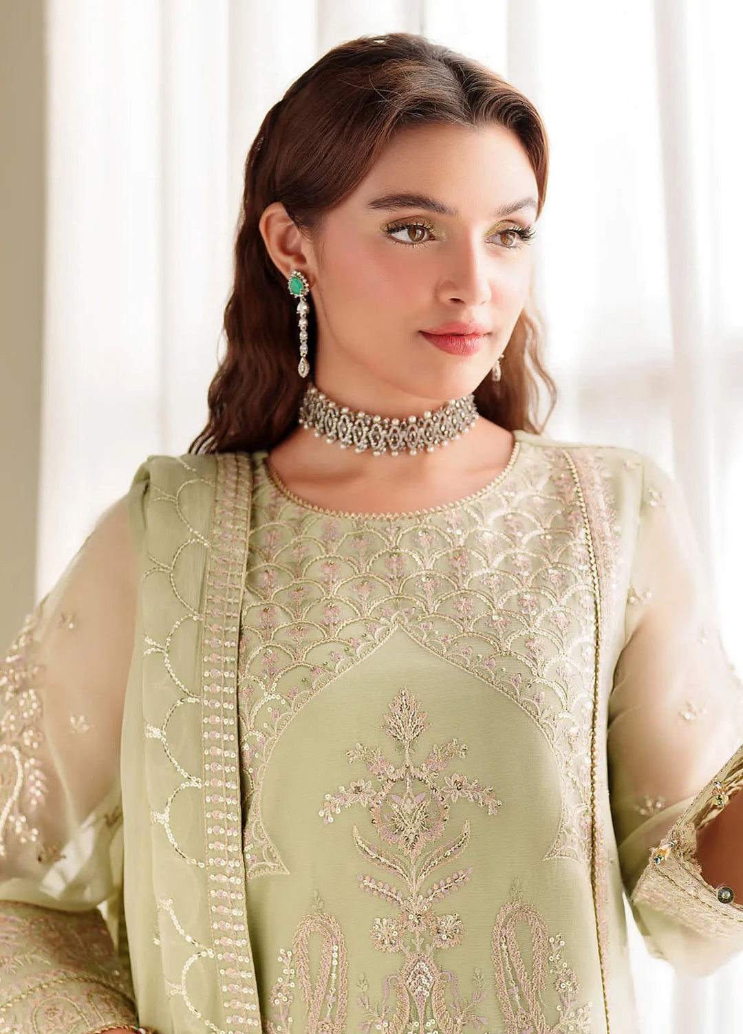 Dua By Alizeh Embroidered Chiffon Suit Unstitched 3 Piece AFB24D D-02 Reet - Formal Collection