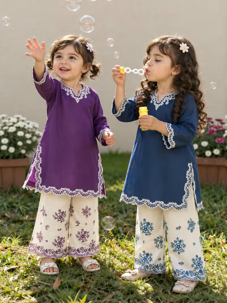 Fresh Birds Kids RTW Embroidered Lawn 2 Piece Suit Feeha-FB-13 - Casual Collection