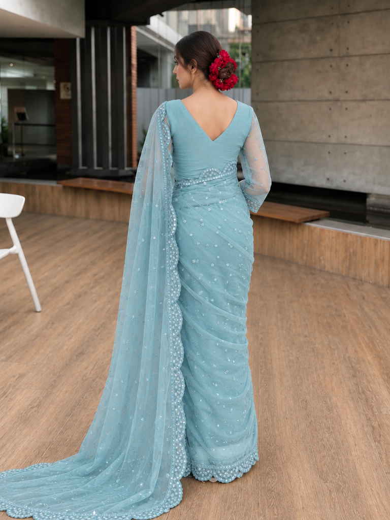 Luxe by Imran Aftab Unstitched Embroidered Organza Saree Suit IASC 29 - Festive Collection