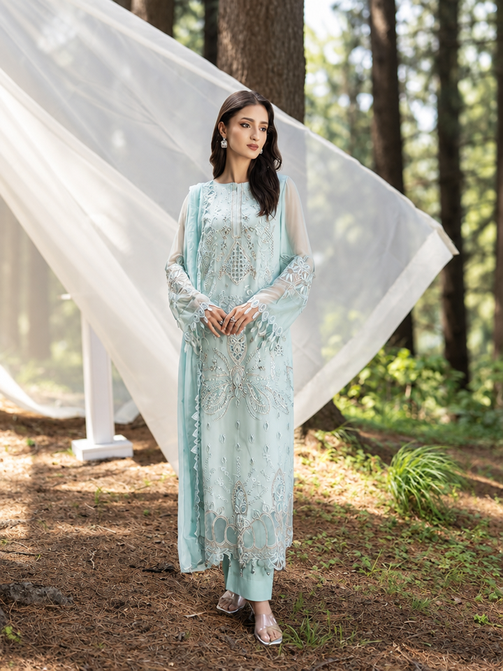 Aura by Zebtan Unstitched Embroidered Chiffon 3 Piece Suit ZB26UAC AR-7 - Festive Collection