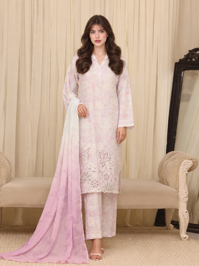 Majestic by HZ Textiles RTW Embroidered Raw Silk 3 Piece Suit HZ26RSM Wisteria XRPE-3P-004 - Casual Collection