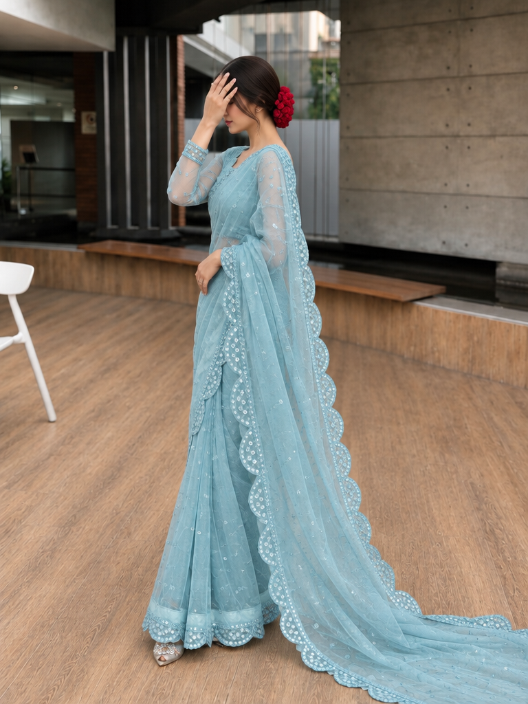 Luxe by Imran Aftab Unstitched Embroidered Organza Saree Suit IASC 29 - Festive Collection