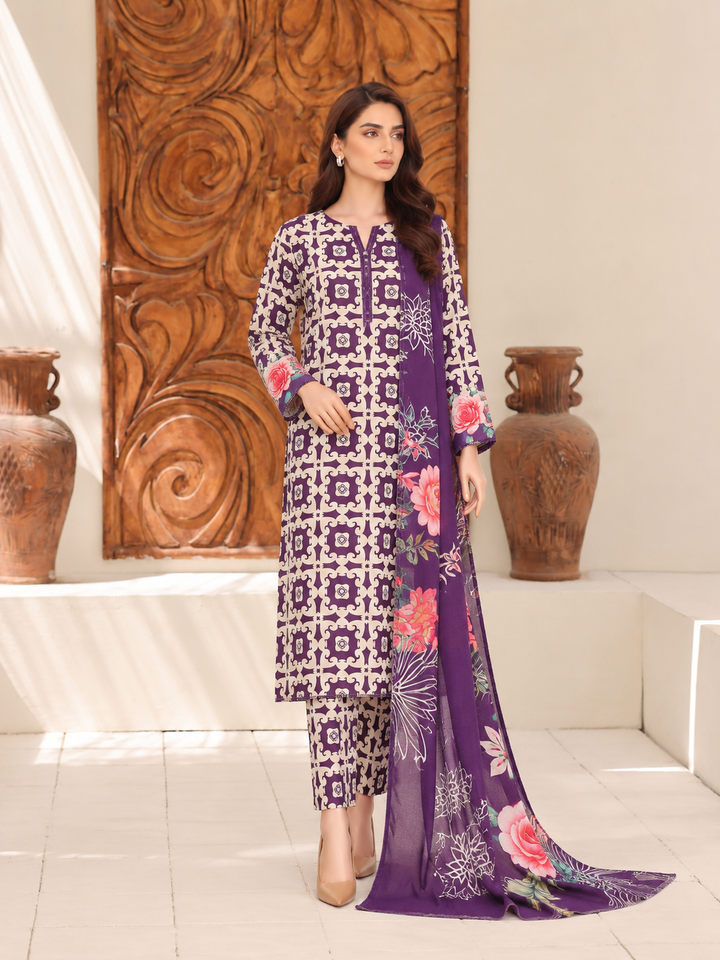 Hz Textiles Unstitched Printed Viscose Linen 3 Piece Suit HZ26ULW LW-5067 - Winter Collection