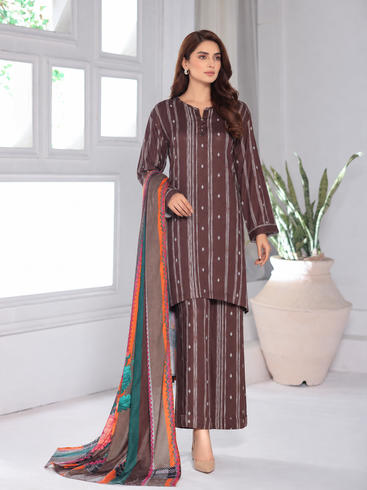 Hz Textiles Unstitched Printed Viscose Twill 3 Piece Suit HZ26UVT VT-5044 - Winter Collection