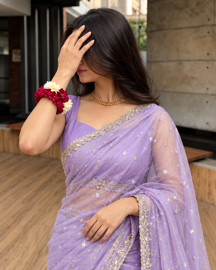 Luxe by Imran Aftab Unstitched Embroidered Organza Saree Suit IASC 26 - Festive Collection
