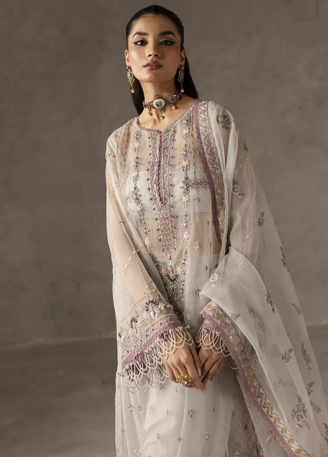 Eblouir by Imran Ramzan Embroidered Organza Suits Unstitched 3 Piece IR25EB Voile de Jasmin - Festive Collection