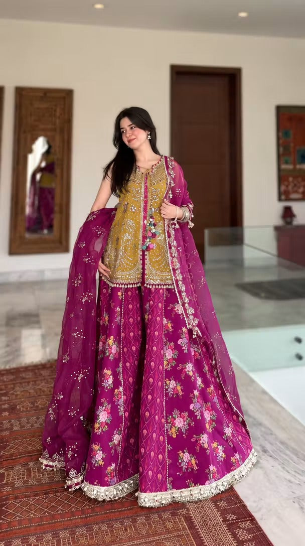 Neoma by Republic WomensWear Unstitched Embroidered Organza 3 Piece Suit RW26UNW D-03 KHAWAB - Wedding Collection