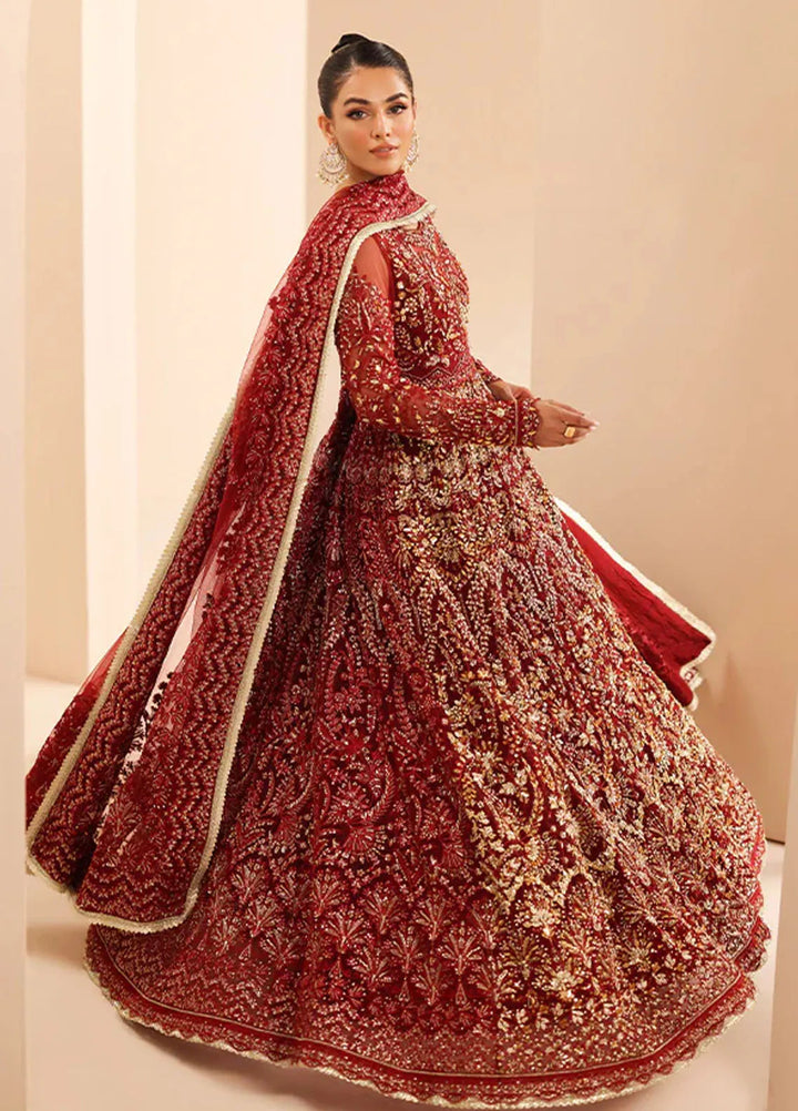 Edel by Saffron Embroidered Net Suit Unstitched 4 Piece SFR24E D-05 Scarlet Dream - Formal Collection
